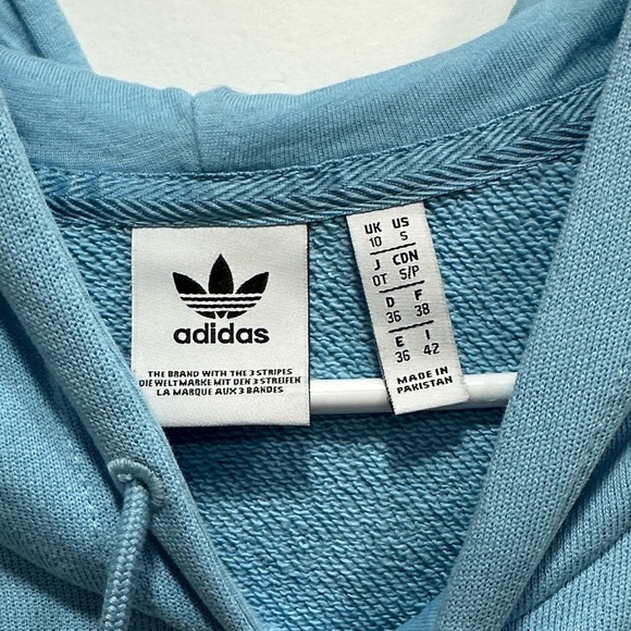 Adidas Light Blue Hoodie with White Trefoil Logo - Size Small - Picture 5 of 7
